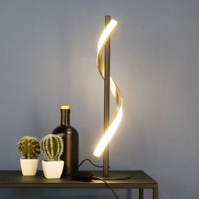 Plastična dizajnerska stolna lampa mjeda, Cunera, 8,8 W, LED podesiv od tople do hladne bijele, s 3-stupanjskim prigušivanjem