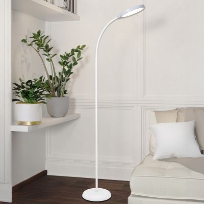 Plastična moderna podna lampa bijela, Querine, 5,5 W, LED white switch, s 3-stupanjskim prigušivanjem