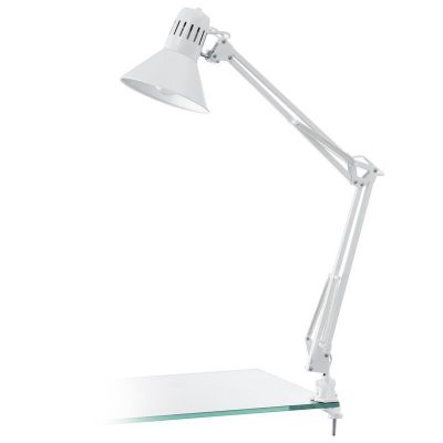 Plastična lampa s klemmom bijela, Jordin, s prekidačem