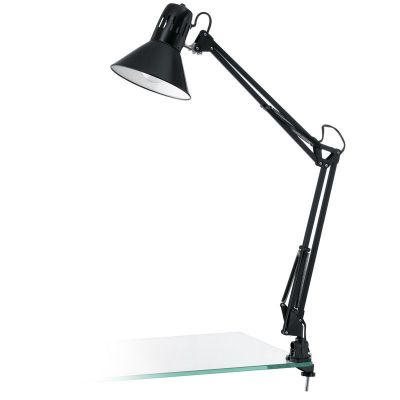 Plastična lampa s klemmom crna, Jordin, s prekidačem