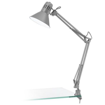 Plastična lampa s klemmom srebrna, Jordin, s prekidačem