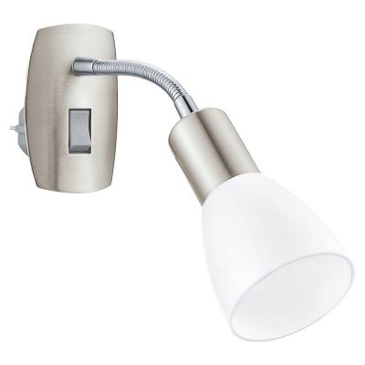 Plastična zidna lampa za utičnicu nikalna, Alem, s prekidačem