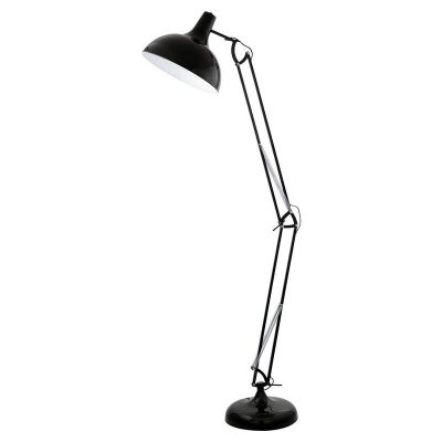 Metalna industrijska podna lampa crna, Josha, s prekidačem