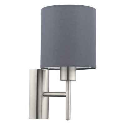 Tkaninska moderna zidna lampa siva, Abano, s prekidačem