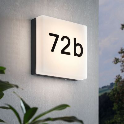 Plastična moderna svjetiljka s kućnim brojem antracit, Jim, IP44