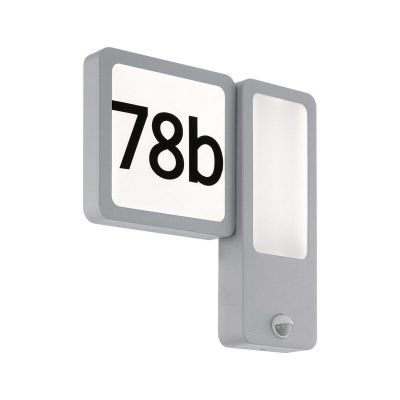Aluminijska moderna svjetiljka s kućnim brojem srebrna, Mick, IP44