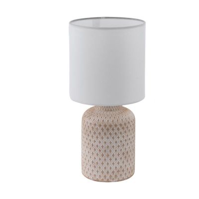Keramička stolna lampa bijela, Angele, s prekidačem