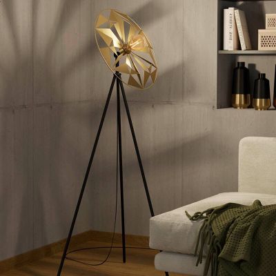 Aluminijska retro podna lampa zlata, Thiemen, s prekidačem