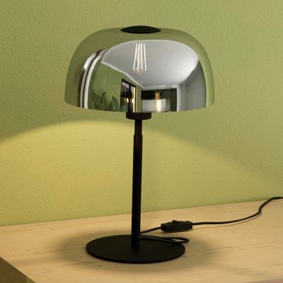 Staklena stolna lampa crna, Miam, s prekidačem