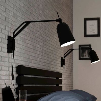 Aluminijska industrijska zidna lampa crna, Jelco, s prekidačem