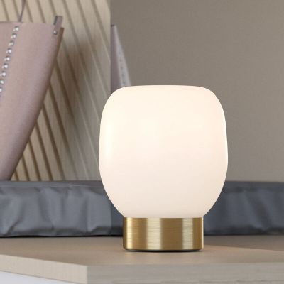 Staklena dizajnerska stolna lampa bijela, Jeannine, s prekidačem