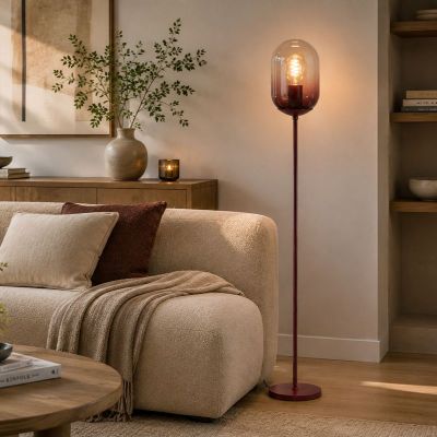 Staklena moderna podna lampa narančasta, Lequile, s prekidačem