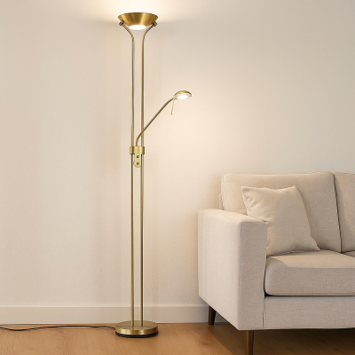 Moderna podna lampa za čitanje mjeda, Salvador, 18 W, LED 3000 K, s prekidačem