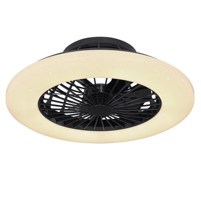 Crni moderni plastični stropni ventilator, Joni, 40W, podesiva LED svjetlost od tople do hladne bijele, s daljinskim upravljačem
