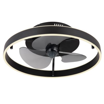 Crni moderni plastični stropni ventilator, Joos, 40W, podesiva LED svjetlost od tople do hladne bijele, s daljinskim upravljačem