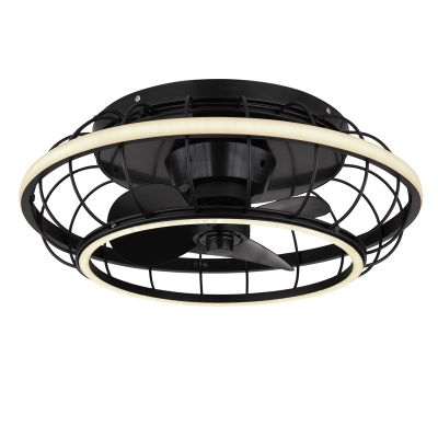 Crni industrijski stropni ventilator od metala, Jorne, 30W, podesiva LED svjetlost od tople do hladne bijele, s daljinskim upravljačem