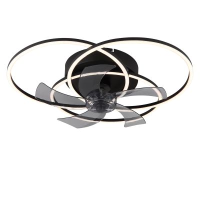 Crni aluminijski stropni ventilator, Kamiel, 40W, podesiva LED svjetlost od tople do hladne bijele, s daljinskim upravljačem
