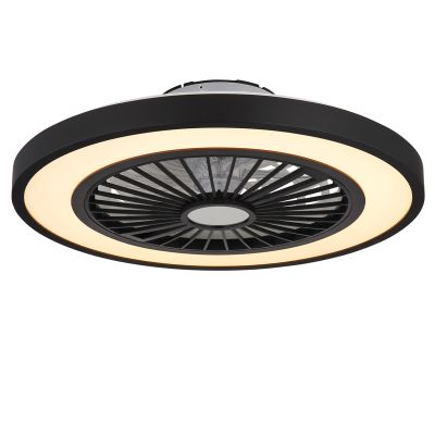 Crni moderni plastični stropni ventilator, Komal, 45W, podesiva LED svjetlost od tople do hladne bijele, s daljinskim upravljačem