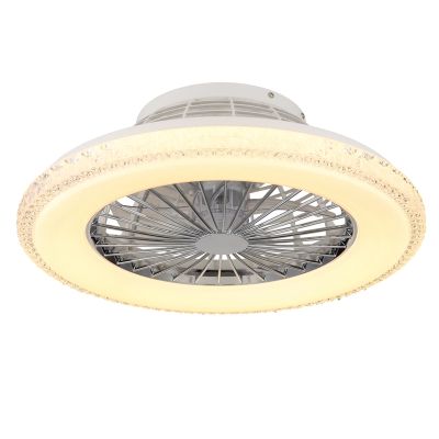 Plastični stropni ventilator s kromiranim dizajnom, Lammechien, 40W, podesiva LED svjetlost topla do hladna bijela, s daljinskim upravljačem