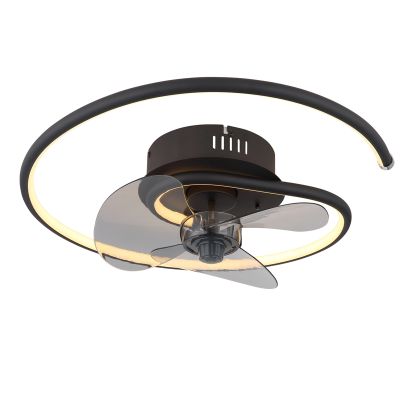 Crni metalni stropni ventilator, Lein, 30W, podesiva LED svjetlost od tople do hladne bijele, s daljinskim upravljačem