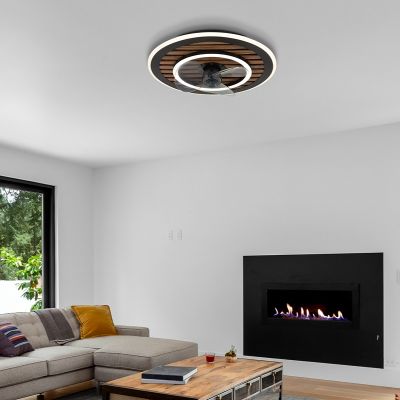 Crni metalni stropni ventilator, Maha, 36W, podesiva LED svjetlost od tople do hladne bijele, s daljinskim upravljačem