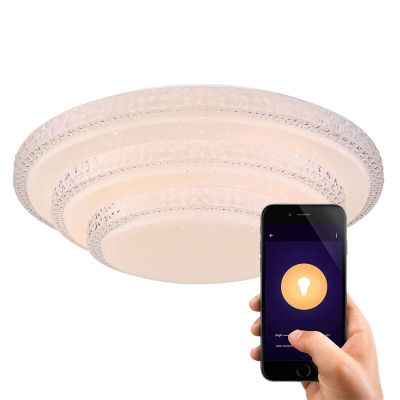 Metalna moderna pametna stropna svjetiljka bijela, Aldin, 30 W, LED podesiv od tople do hladne bijele