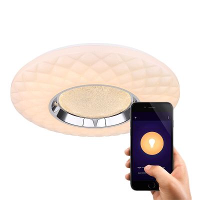 Metalna moderna pametna stropna svjetiljka bijela, Aldin, 30 W, LED podesiv od tople do hladne bijele