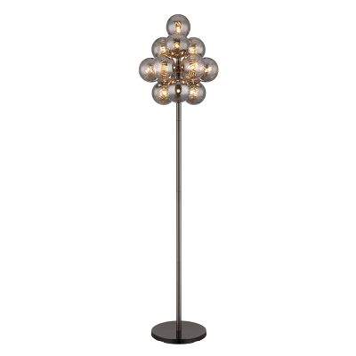 Staklena retro podna lampa siva, Ozan, s prekidačem