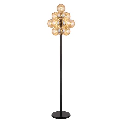 Staklena retro podna lampa jantarna, Ozan, s prekidačem