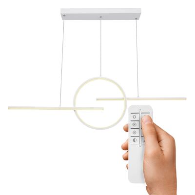 Metalna dizajnerska visilica bijela, Wieger, 50 W, LED podesiv od tople do hladne bijele, s daljinskim upravljačem