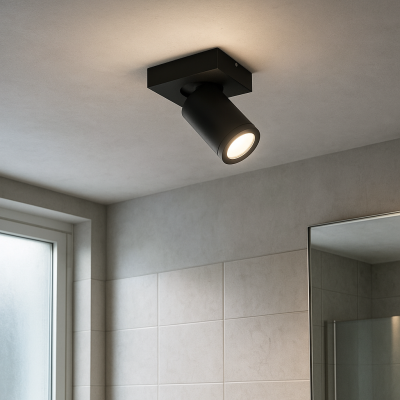 Moderni stropni reflektor crni, Kenan, IP44