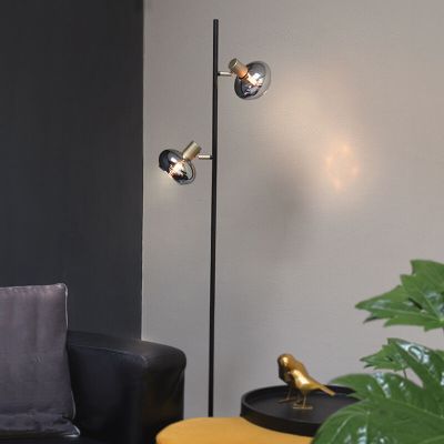 Staklena podna lampa crna, Skip, s prekidačem