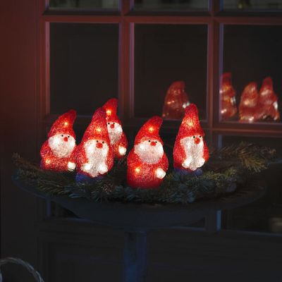 Crvena božićna 3D božićna figura od akrila, Kerstmannen, 2W, 4000K LED, IP44