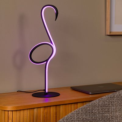 Crna stolna lampa moderna, Flamingo, 5,5 W, LED RGB, s daljinskim upravljačem