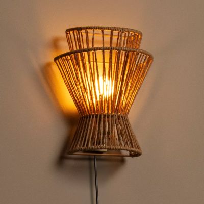 Ratanska zidna lampa smeđa, Tasman, s prekidačem