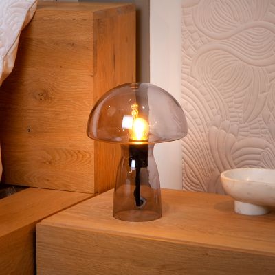 Siva stolna lampa moderna, Fungo, s prekidačem