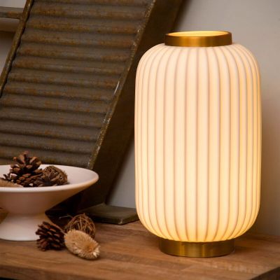 Bijela stolna lampa retro, Gosse, s prekidačem