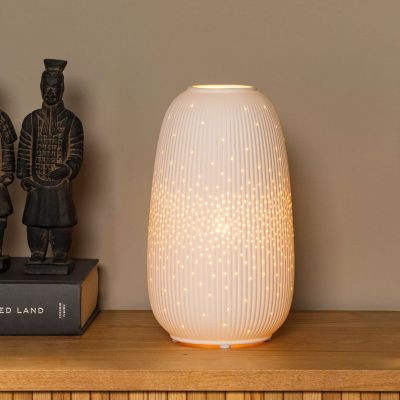Keramička stolna lampa bijela, Flores, s prekidačem