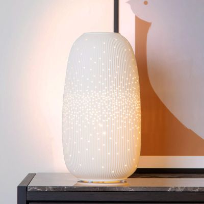 Keramička stolna lampa bijela, Flores, s prekidačem