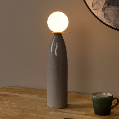 Keramička stolna lampa siva, Figaro, s prekidačem