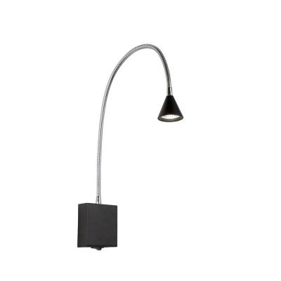 Crna zidna lampa moderna, Buddy, 3 W, LED 4000 K, s prekidačem