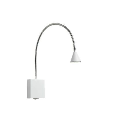 Bijela zidna lampa moderna, Buddy, 3 W, LED 4000 K, s prekidačem