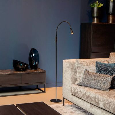 Crna podna lampa za čitanje moderna, Zozy, 3 W, LED 3000 K, s 3-stupanjskim prigušivanjem