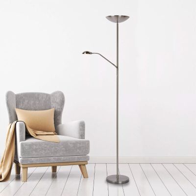 Krom podna lampa za čitanje moderna, Zenith, 20 W, LED 3000 K