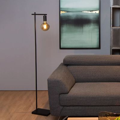 Crna podna lampa moderna, Leanne, s prekidačem