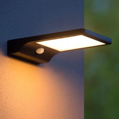 Crna vanjska zidna lampa sa senzorom pokreta moderna, Basic, 3 W, LED 2700 K, IP44