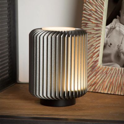 Siva stolna lampa moderna, Turbin, 5 W, LED 3000 K, s prekidačem