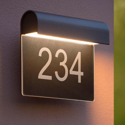 Crna svjetiljka s kućnim brojem moderna, Thesi, 6 W, LED 3000 K, IP54