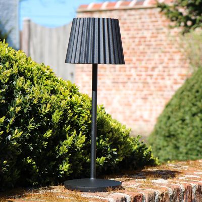 Crna vanjska stolna lampa rustikalna, Justine, 2 W, LED 2700 K, IP54, s dodirnim prigušivačem