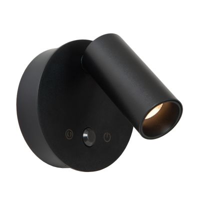 Crna punjiva zidna lampa moderna, Toni, 2 W, LED white switch, s dodirnim prigušivačem